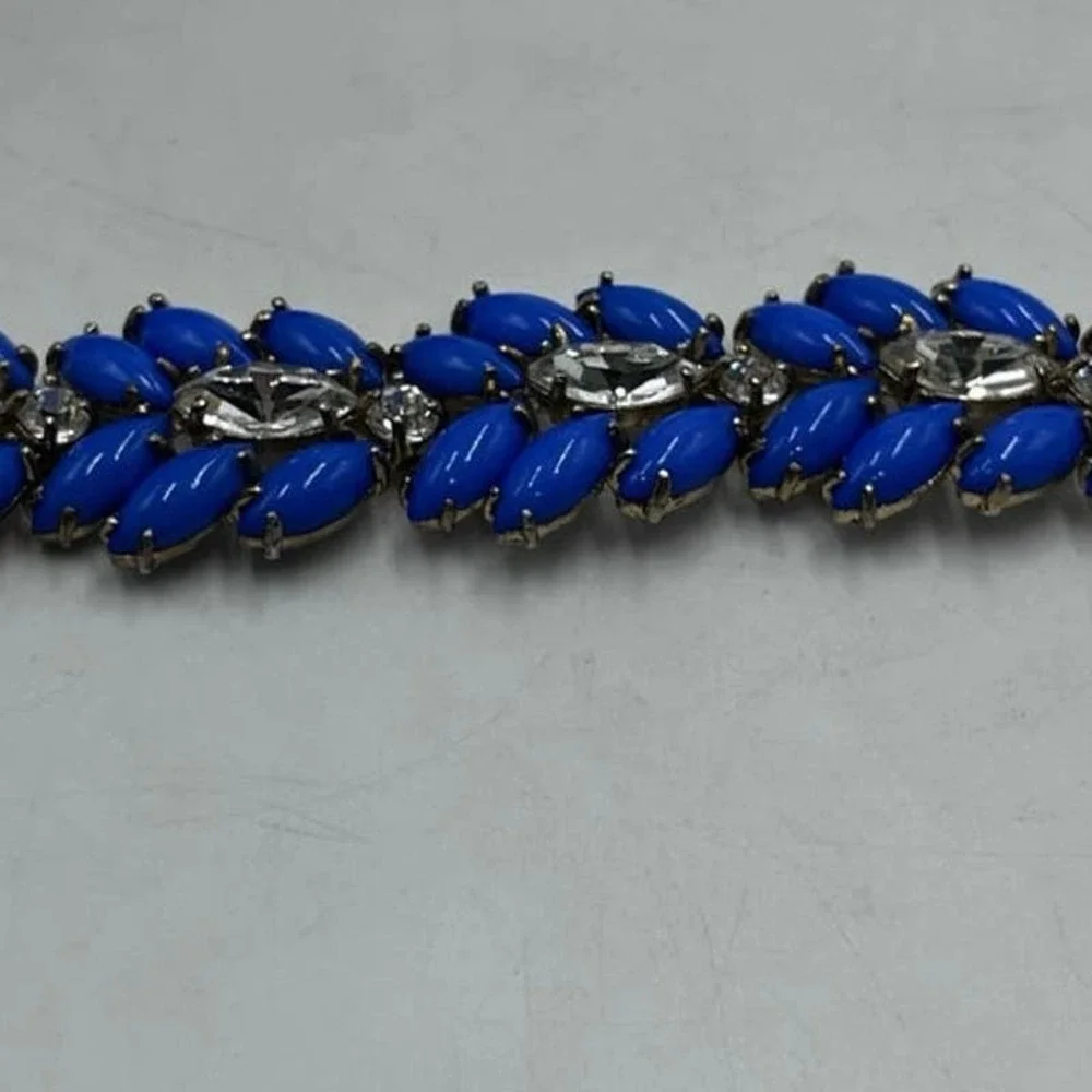 J. Crew Womens Pantone Blue‎ Jeweled Embellished Rhinestone Statement Bracelet